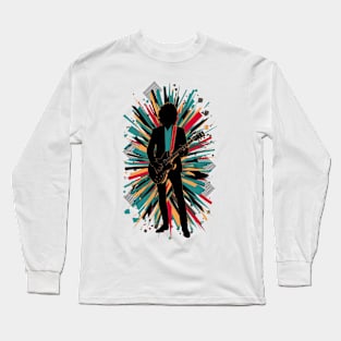 silhouette of man playing guitar Long Sleeve T-Shirt